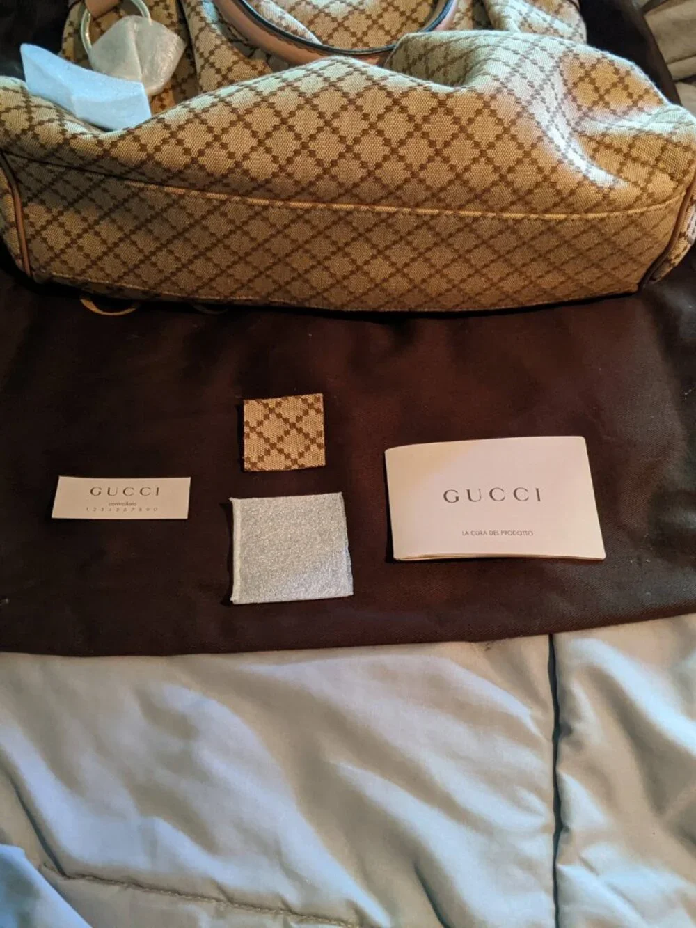 New Authentic Gucci Beige Diamante Medium Sukey Tote Canvas Leather Powder Pink